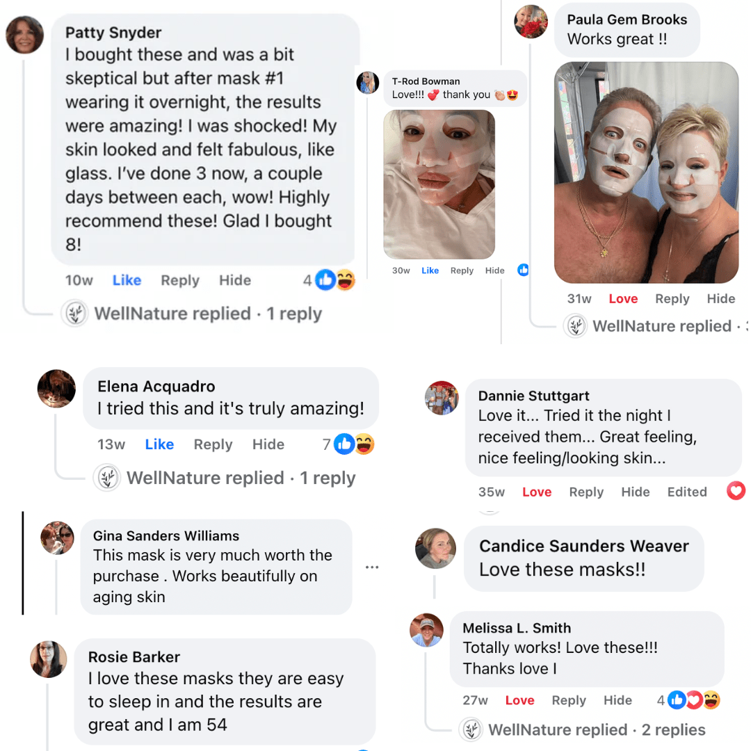 Before and after one night with WellNature collagen mask